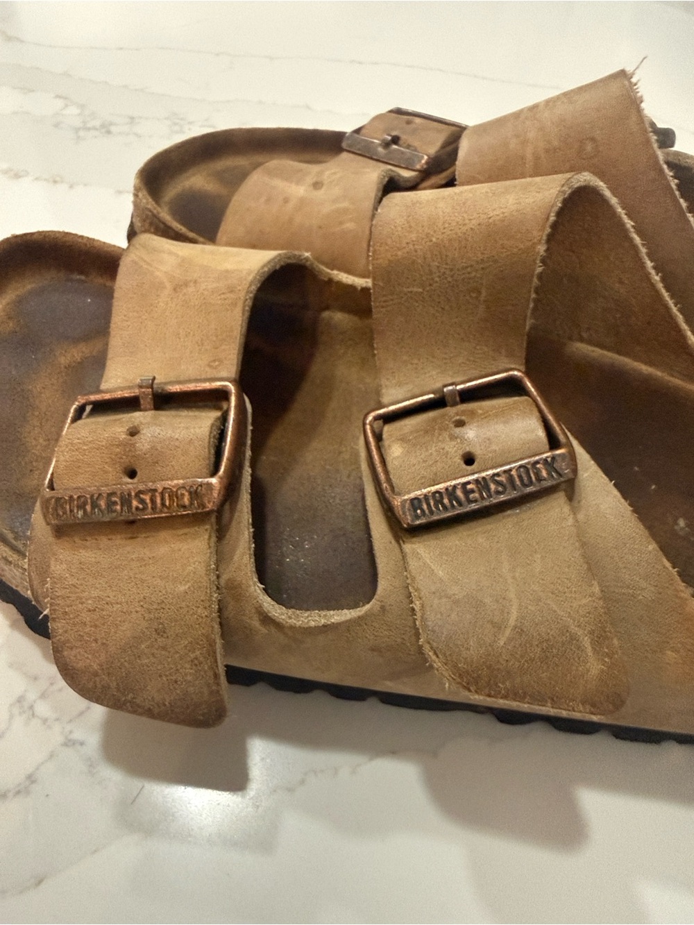 Birkenstock Double Buckle Suede Sandals in Brown